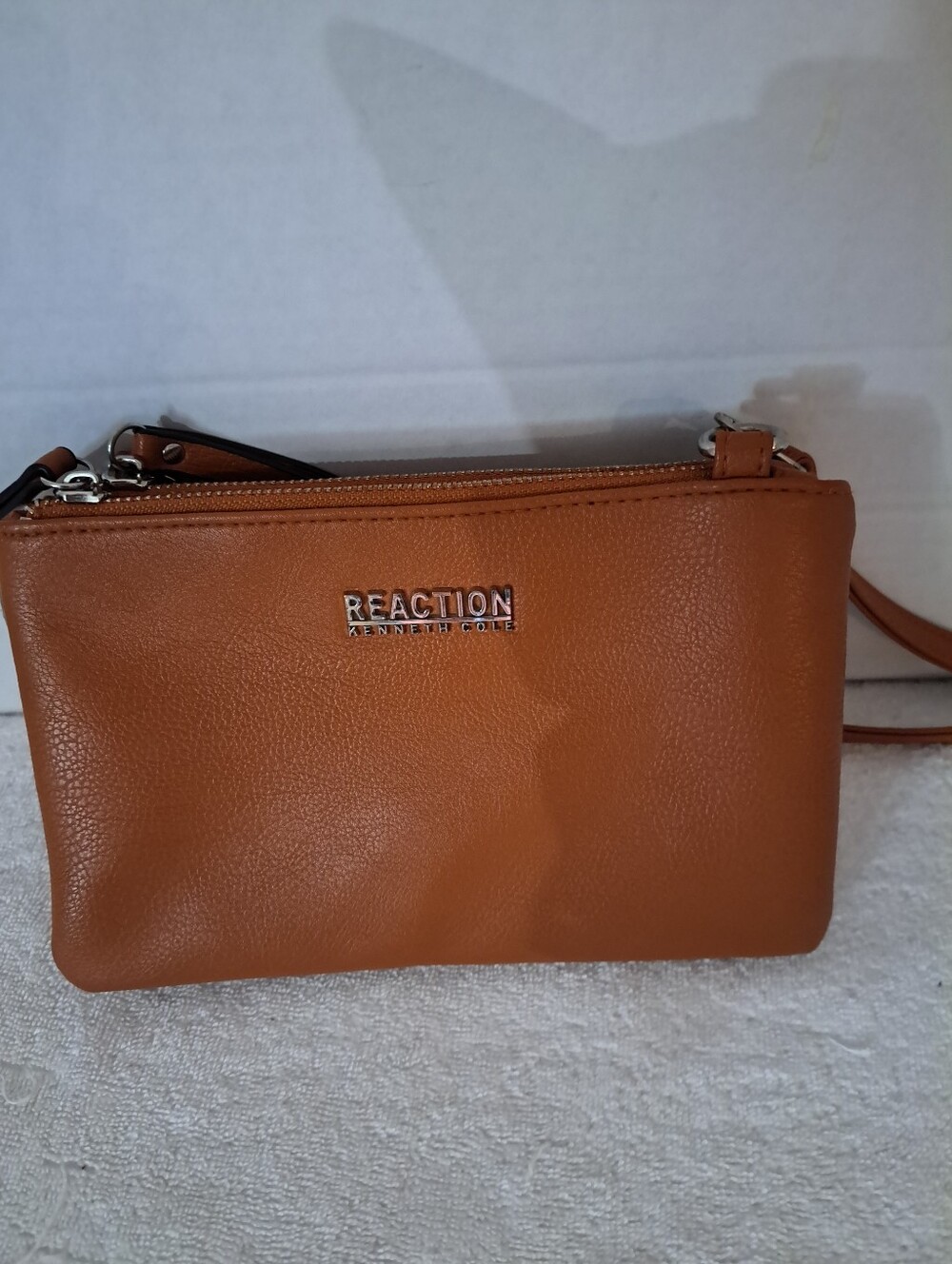Kenneth Cole Reaction Cognac Pebble-Grain Crossbody Bag